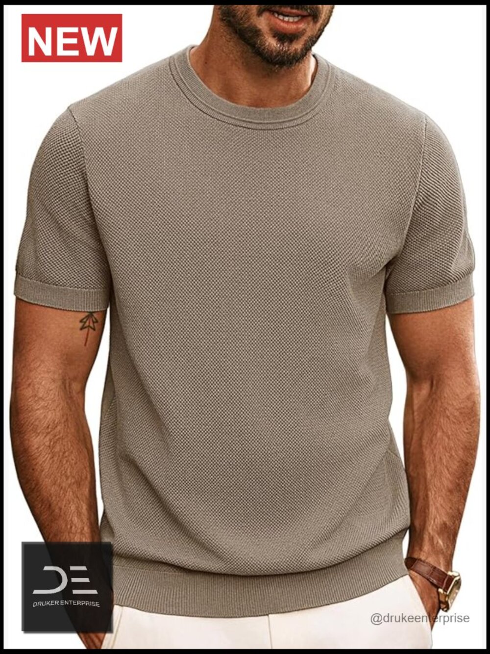 Classic Crew Neck Short Sleeve T-Shirt Premium Knit Stretchy Breathable Cotton